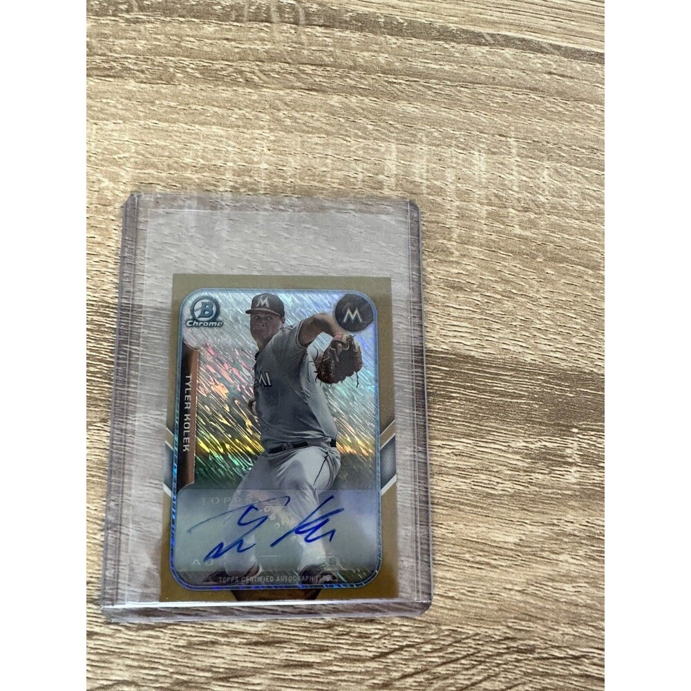 TYLER KOLEK 2015 BOWMAN CHROME PROSPECTS MINI GOLD WAVE REFRACTOR AUTO #D 16/50